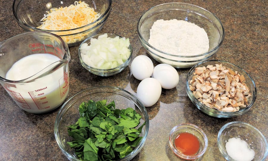24Bite: Ingredients for Spinach Mushroom Quiche