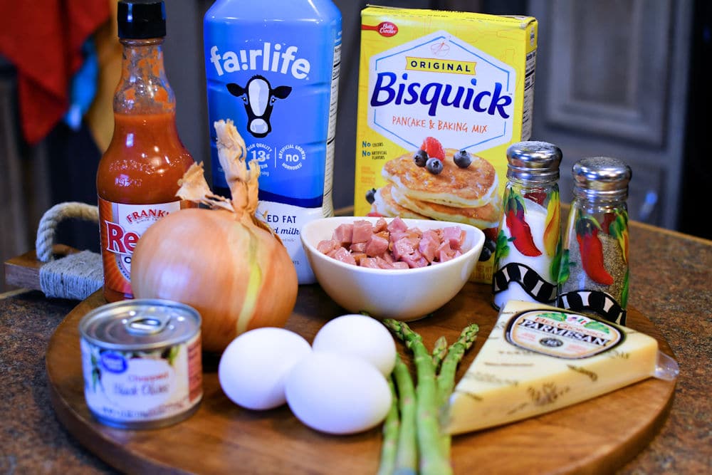 24 Bite: Ingredients for Ham and Asparagus Quiche