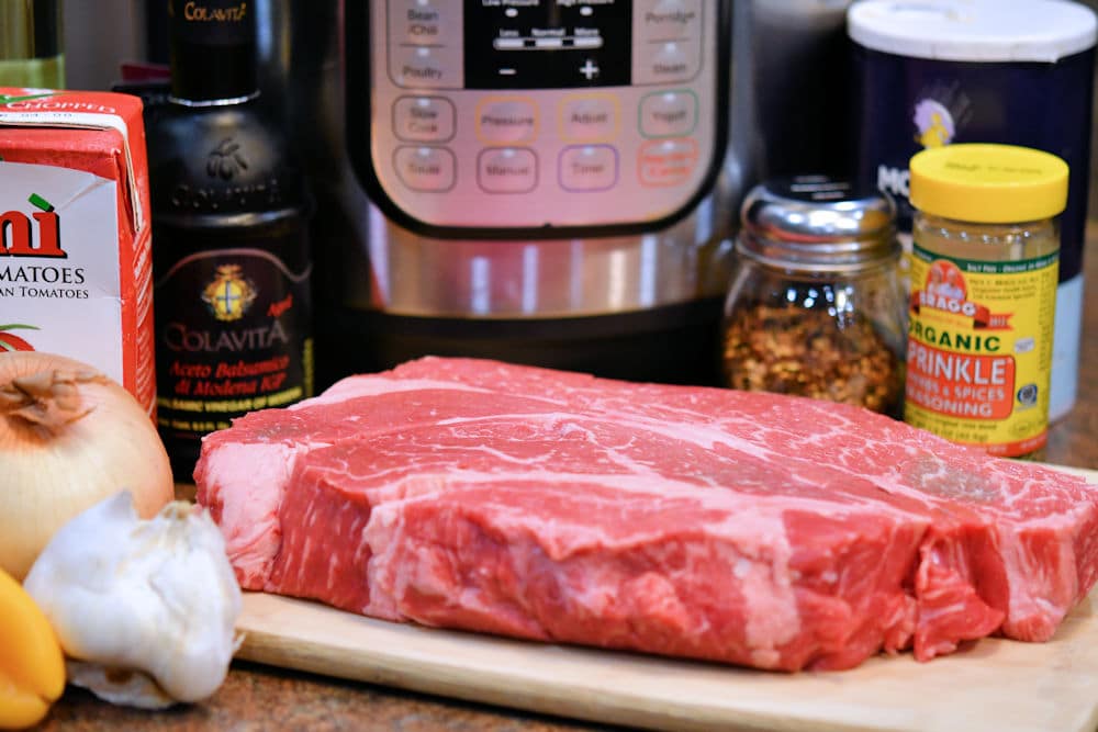 ingredients for italian pot roast on a countertop