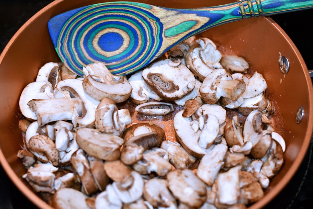 Coat the mushrooms well when you get ready to saute them