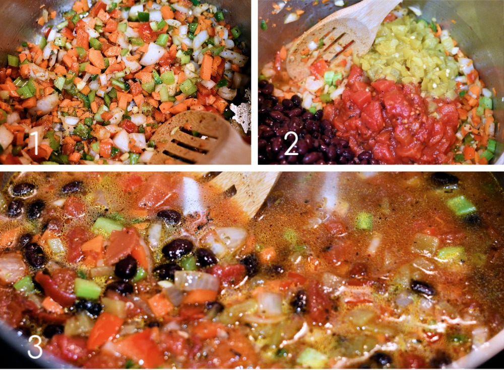 24: Vegan Black Bean Soup Step by Step Collage