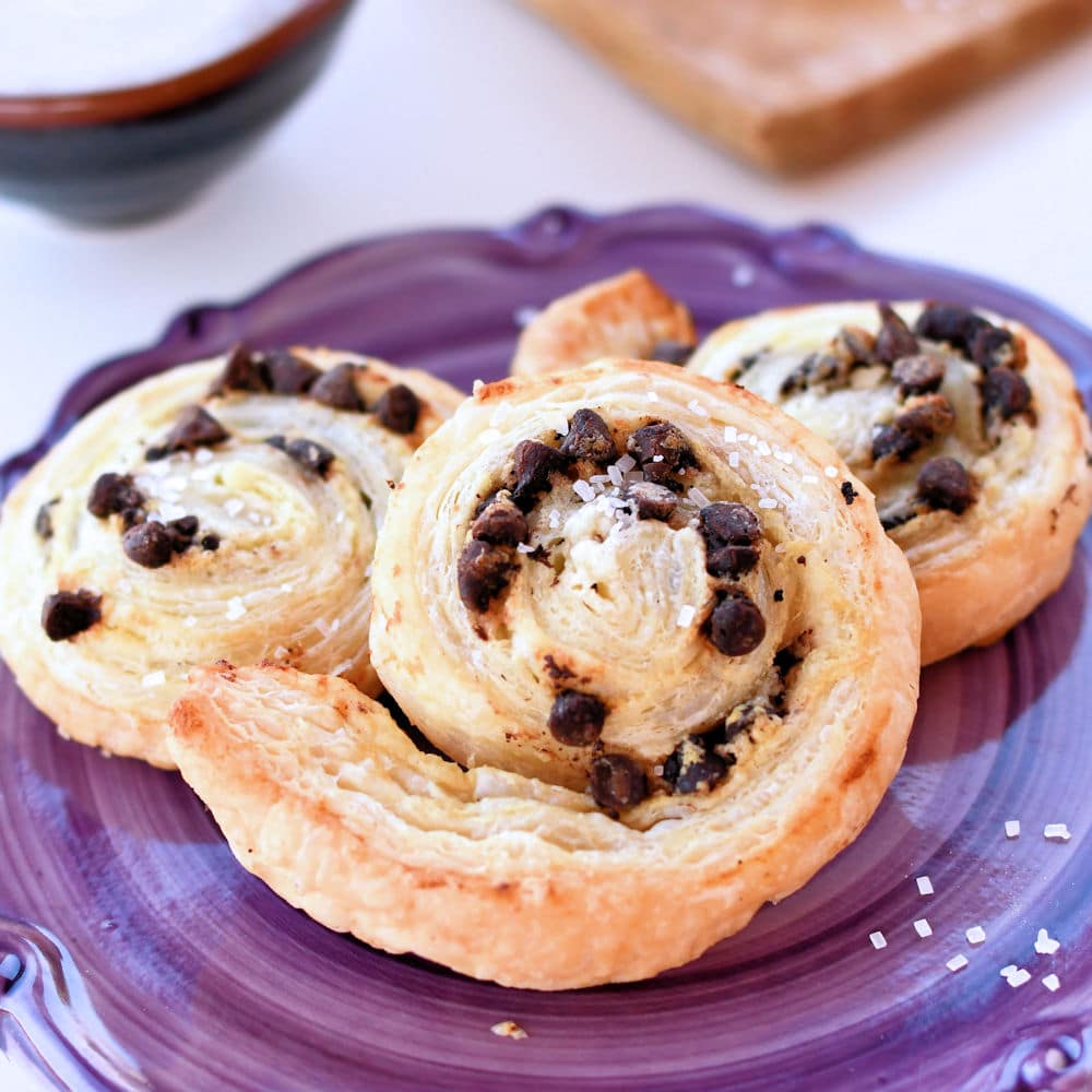 Easy Chocolate Chip Cream Cheese Danish with Puff Pastry