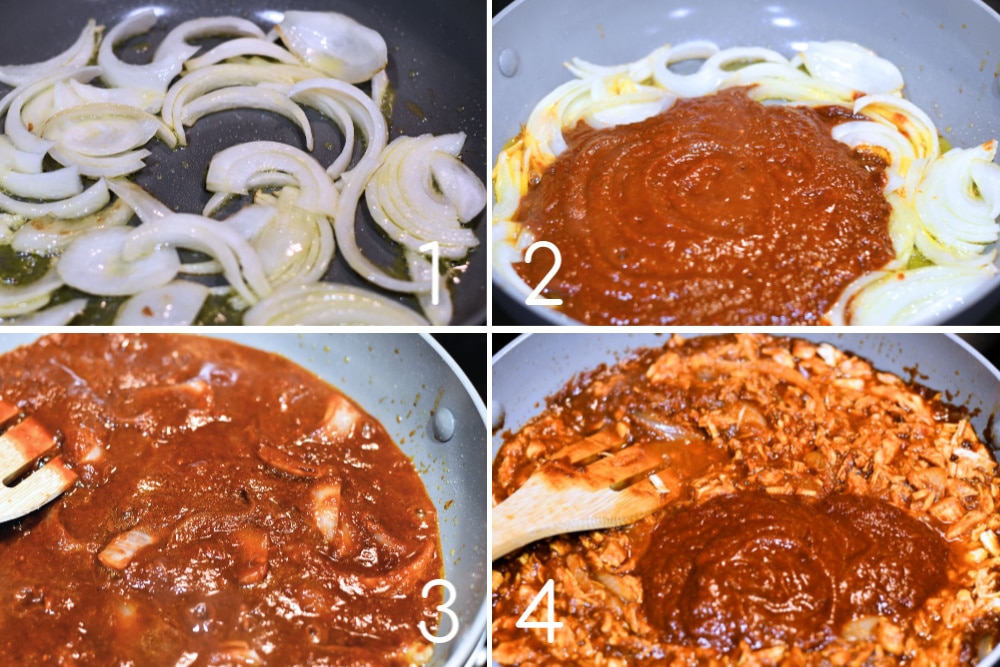24Bite: Step by Step Instruction Photo Collage for Chicken Tinga Tacos Dorados 