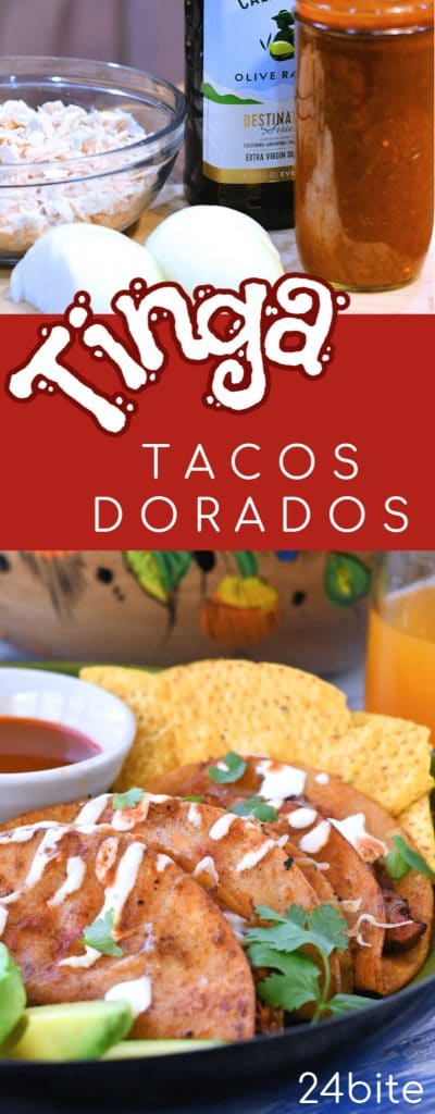 24Bite: Chicken Tinga Tacos Dorados Recipe by Christian Guzman