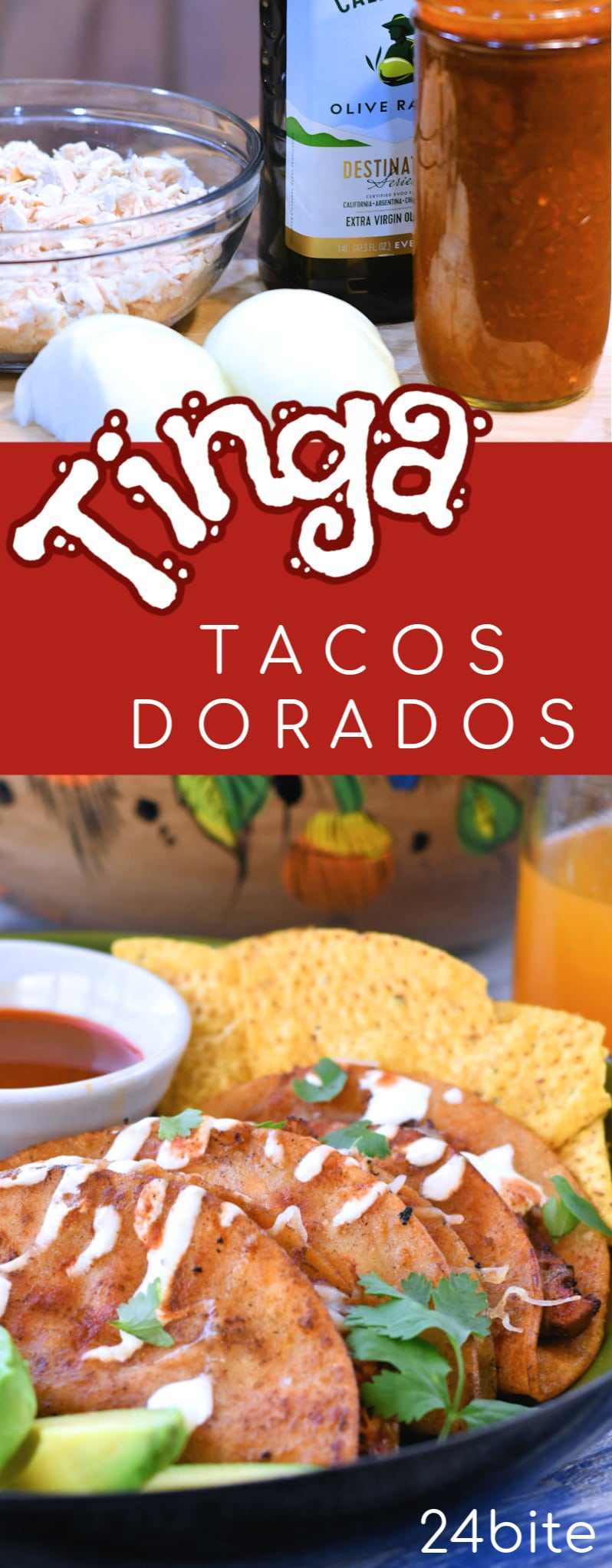 Chicken Tinga Tacos Dorados Recipe 24Bite® Recipes
