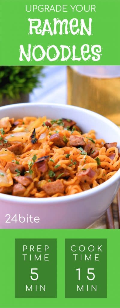 24Bite: Instant Ramen Noodles with Sausage Recipe by Christian Guzman