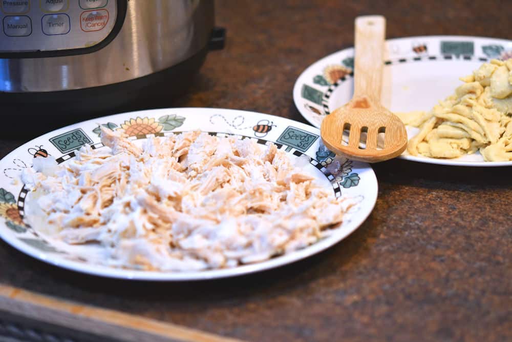 24Bite: plates of shredded chicken and cut up refrigerator crescent rolls biscuits