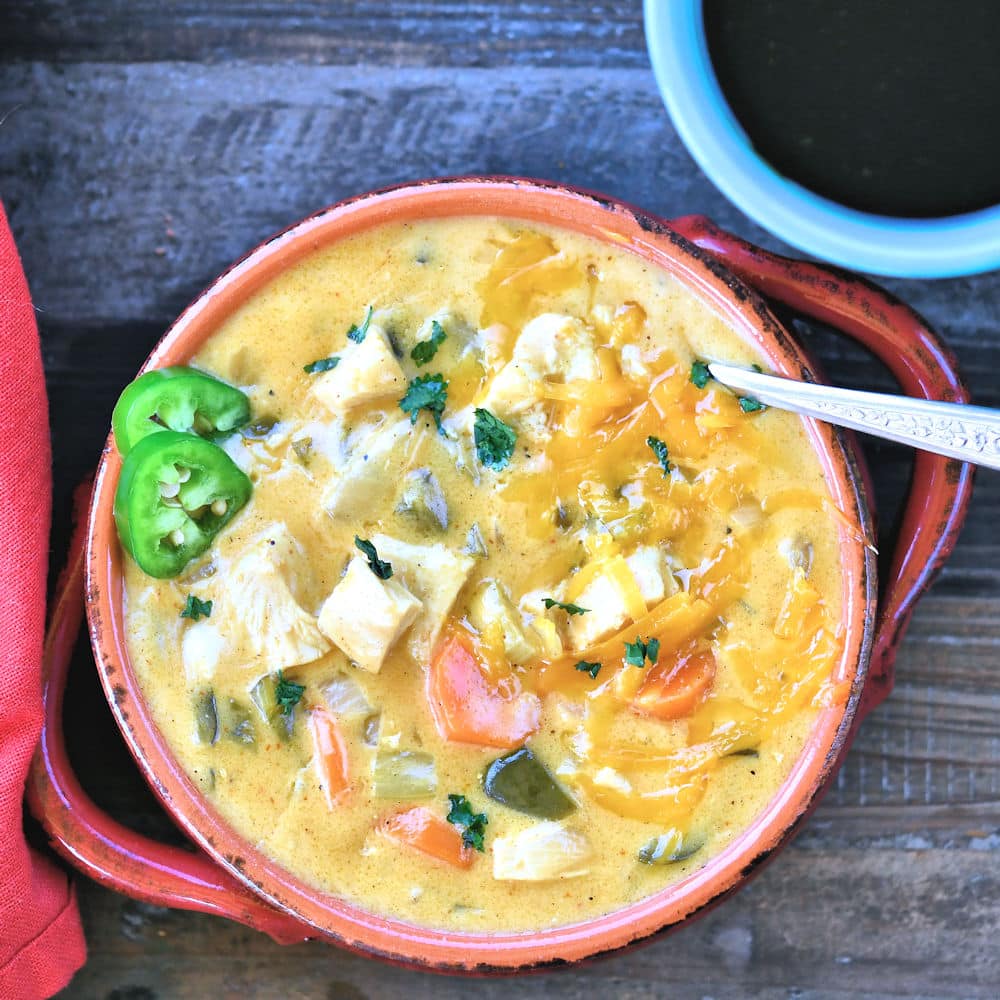 Creamy Chicken Poblano Stew One Skillet | 24Bite® Recipes