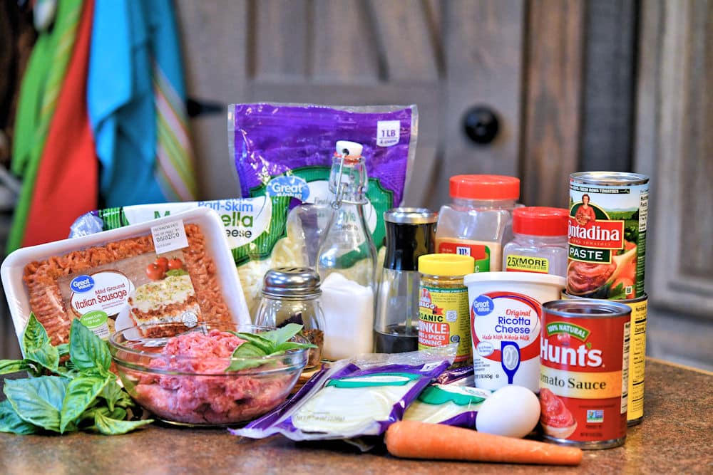 24Bite: ingredients for no noodles lasagna displayed on kitchen counter