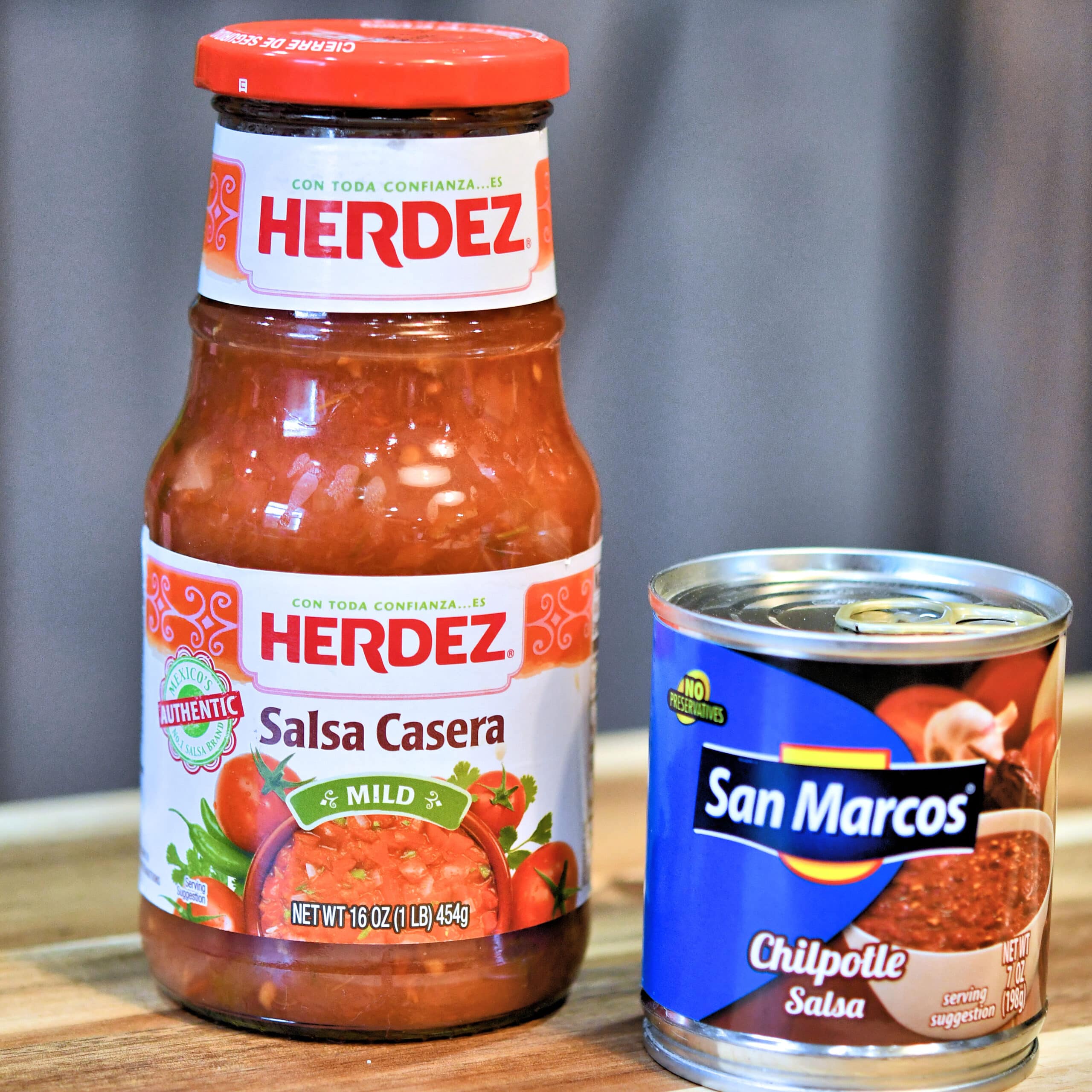herdez salsa casera and san marcos "chilpotle" chipotle sauce