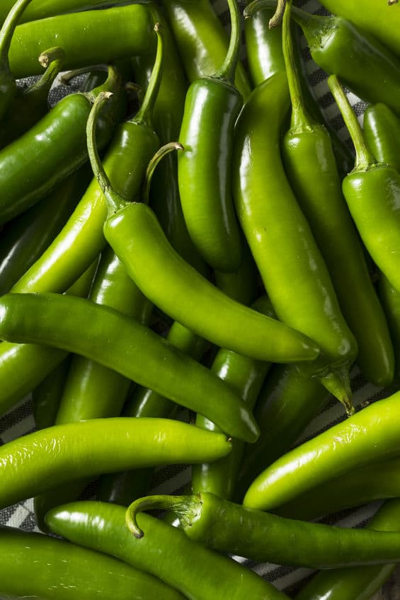 raw serrano chile peppers displayed on a cloth, © Brent Hofacker via 123rf.com