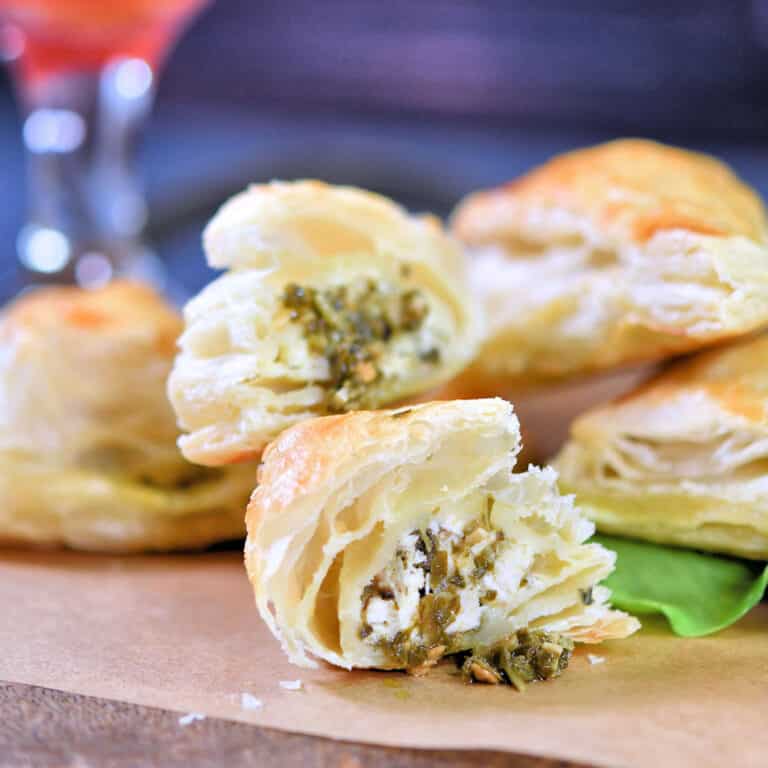 Leftover Chicken and Pesto Puff Pastry Bites