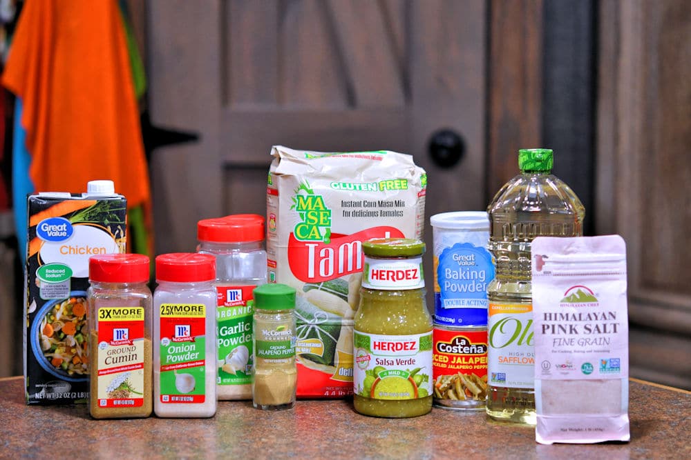 ingredients for small batch chicken tamales