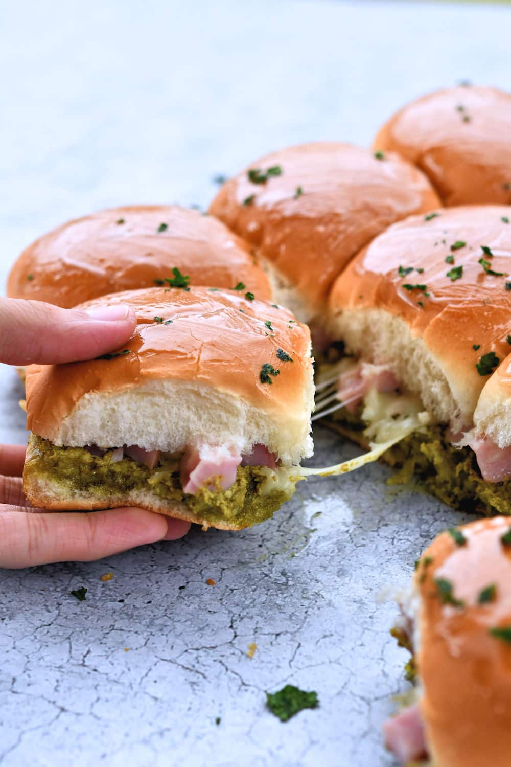 24Bite: Ham and cheese Sliders with Basil Pesto Recipe by Christian Guzman