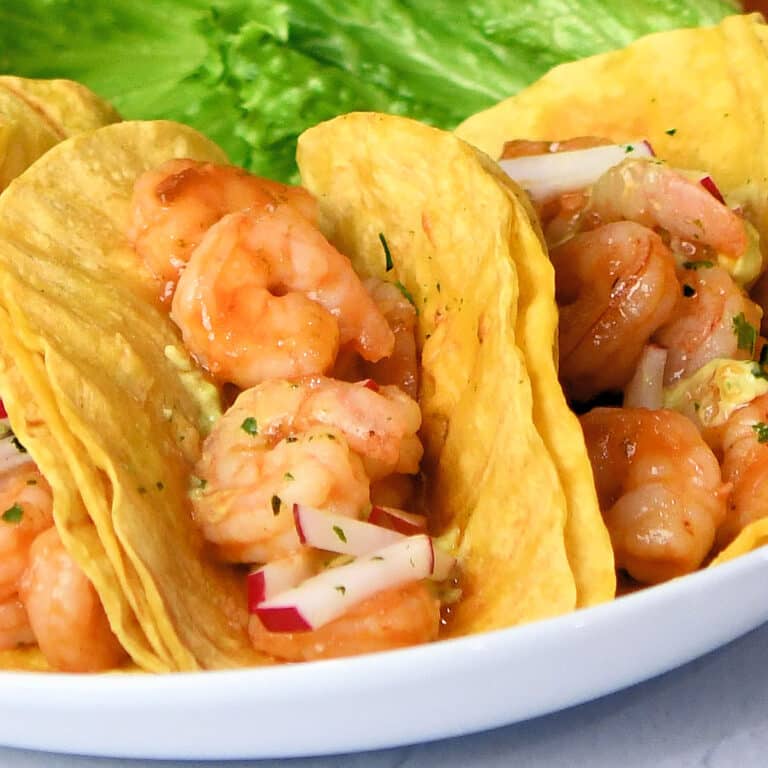Chile Lime Shrimp Tacos with Avocado Cream