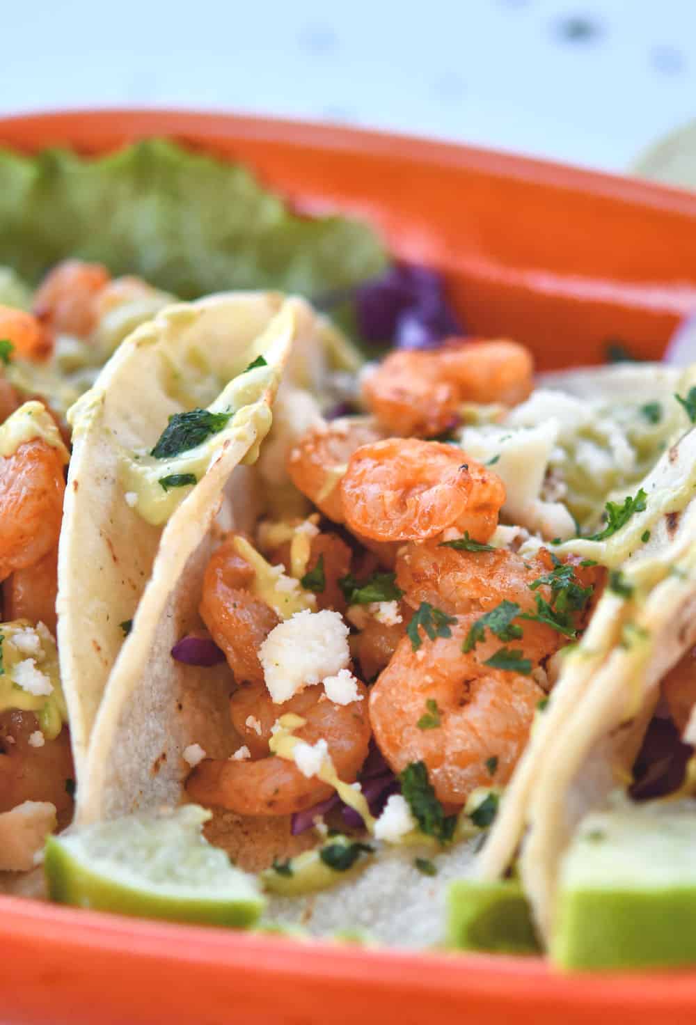 Chile Lime Shrimp Tacos with Avocado Cream | 24Bite® Recipes