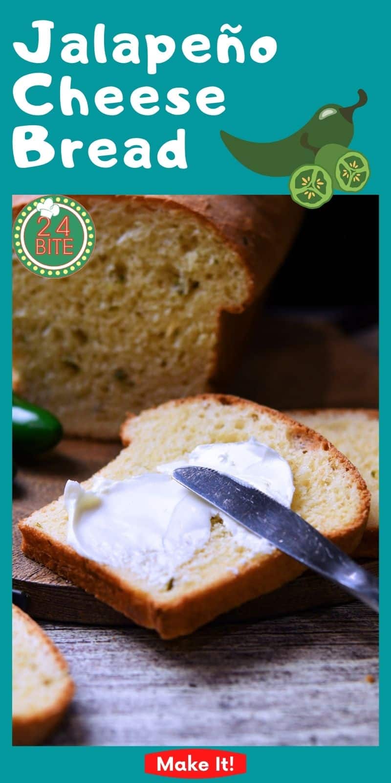 Jalapeno Cheese Bread in Bread Machine 24Bite® Recipes