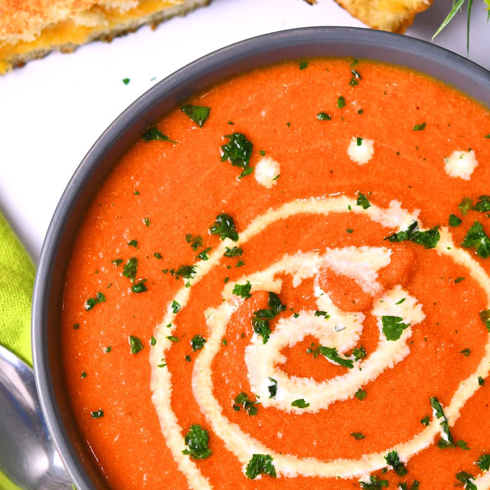 Tomato Pepper Soup with Roasted Red Peppers