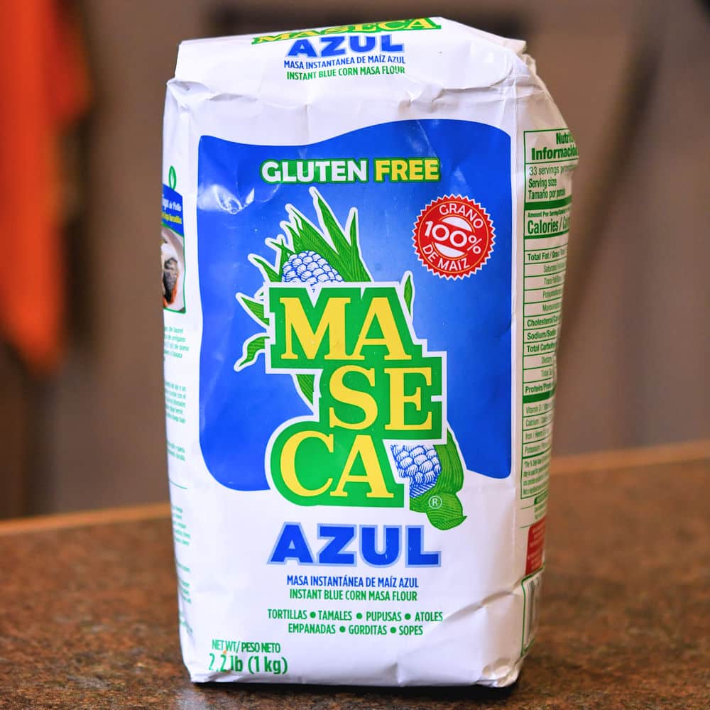 a new package of Maseca Azul blue corn flour