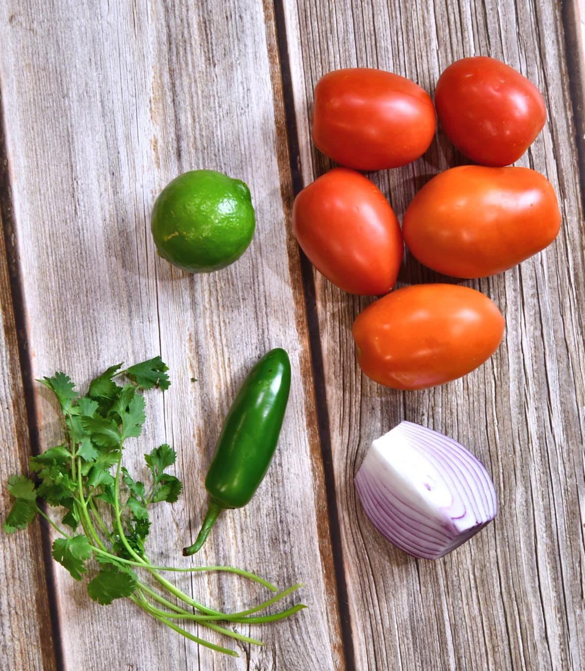 fresh produce ingredients for pico salsa