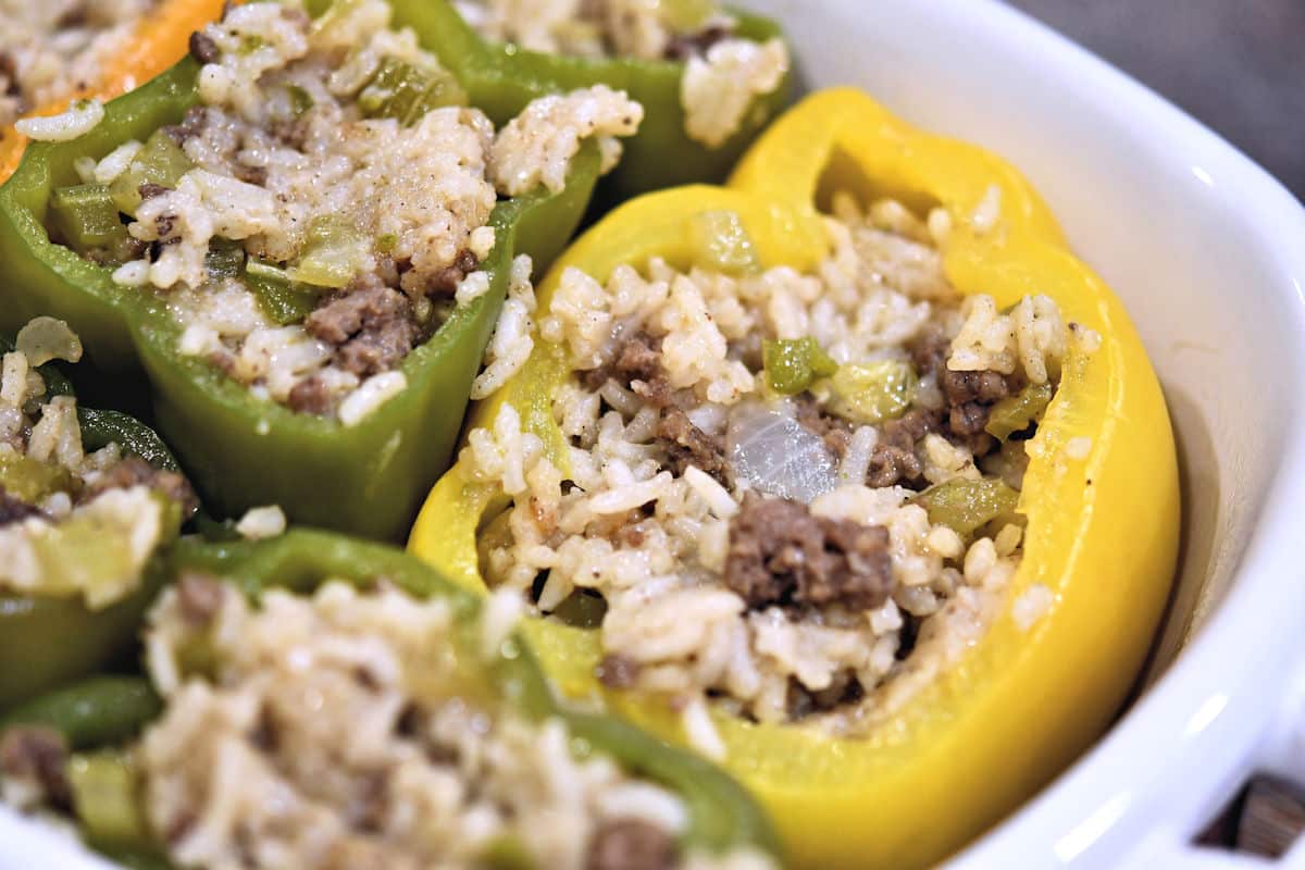 yellow and green stuffed bell peppers