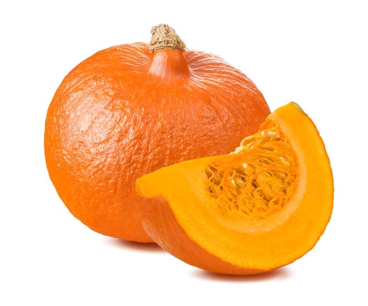 Whole pumpkin with segment on white background ©  kovalevaka via 123rf.com