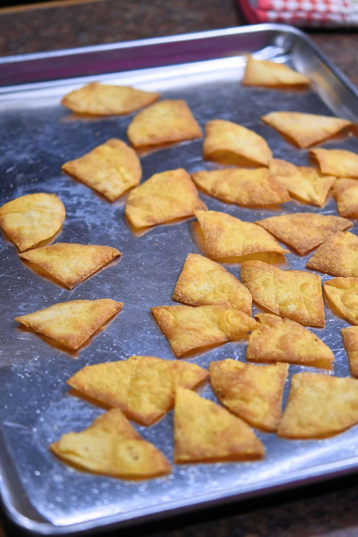 Tortilla chips, freshly baked from the oven