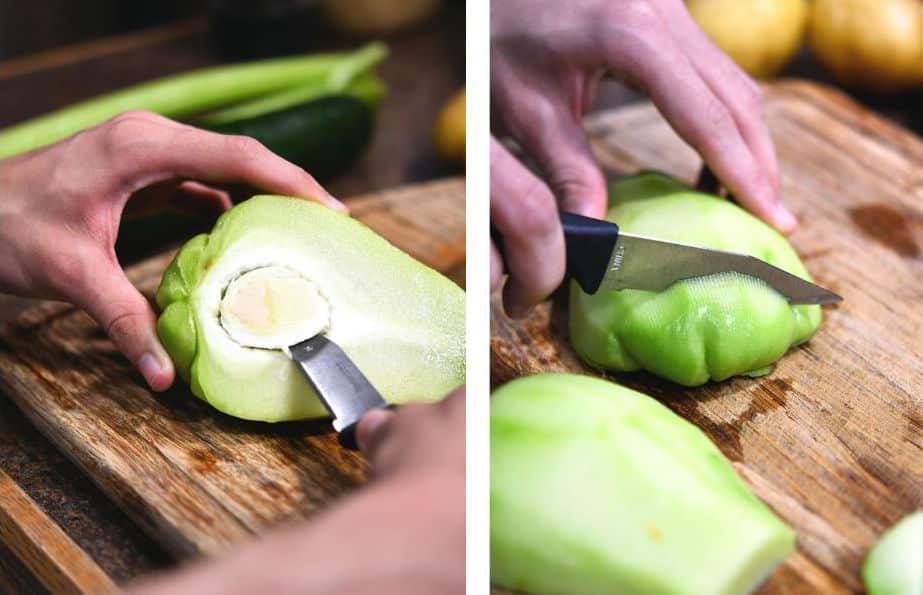 tutorial to cut up mexican chayote squash
