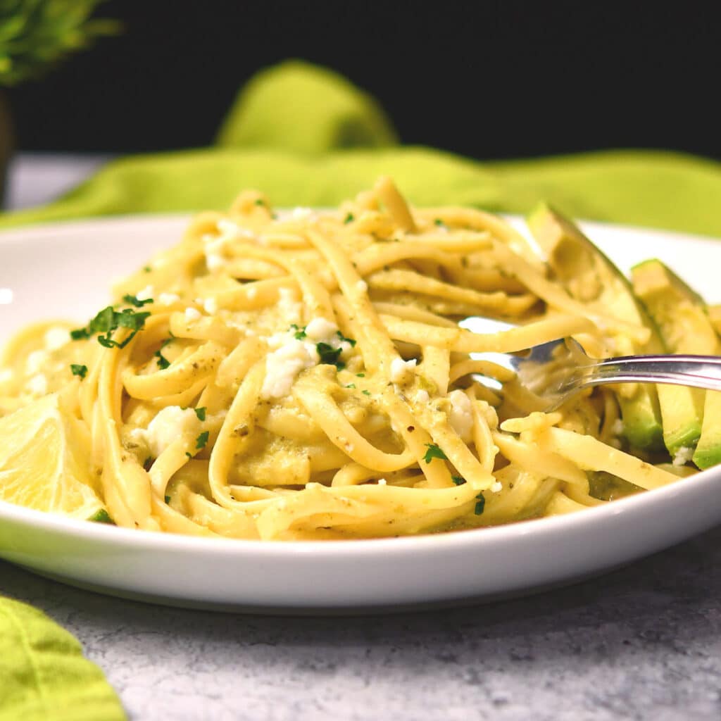 Mexican Green Spaghetti with Creamy Poblano Sauce
