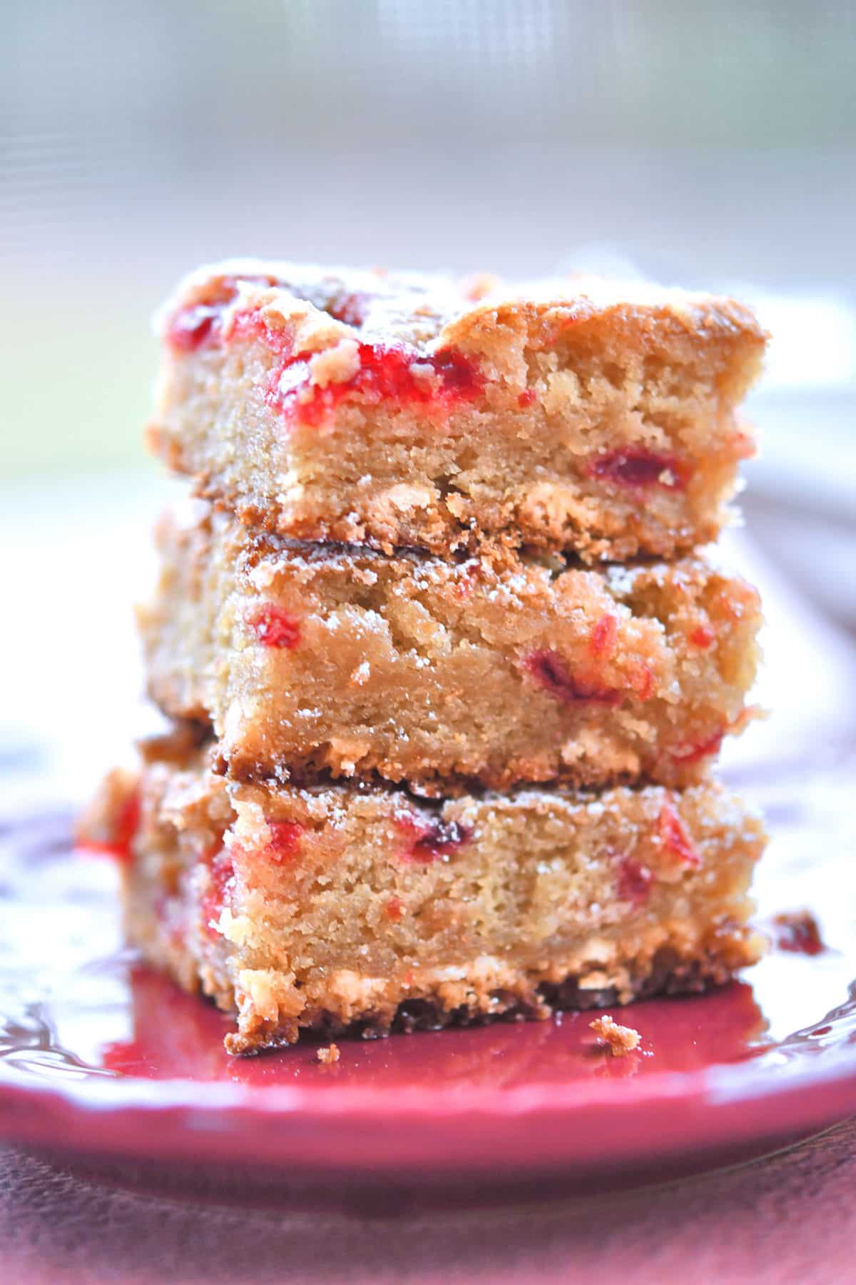 Raspberry White Chocolate Blondies Recipe by Christian Guzman.