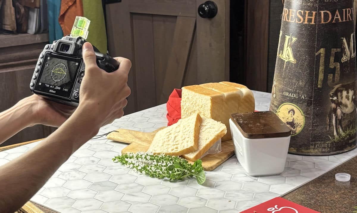photo shoot of sliced bread recipe post