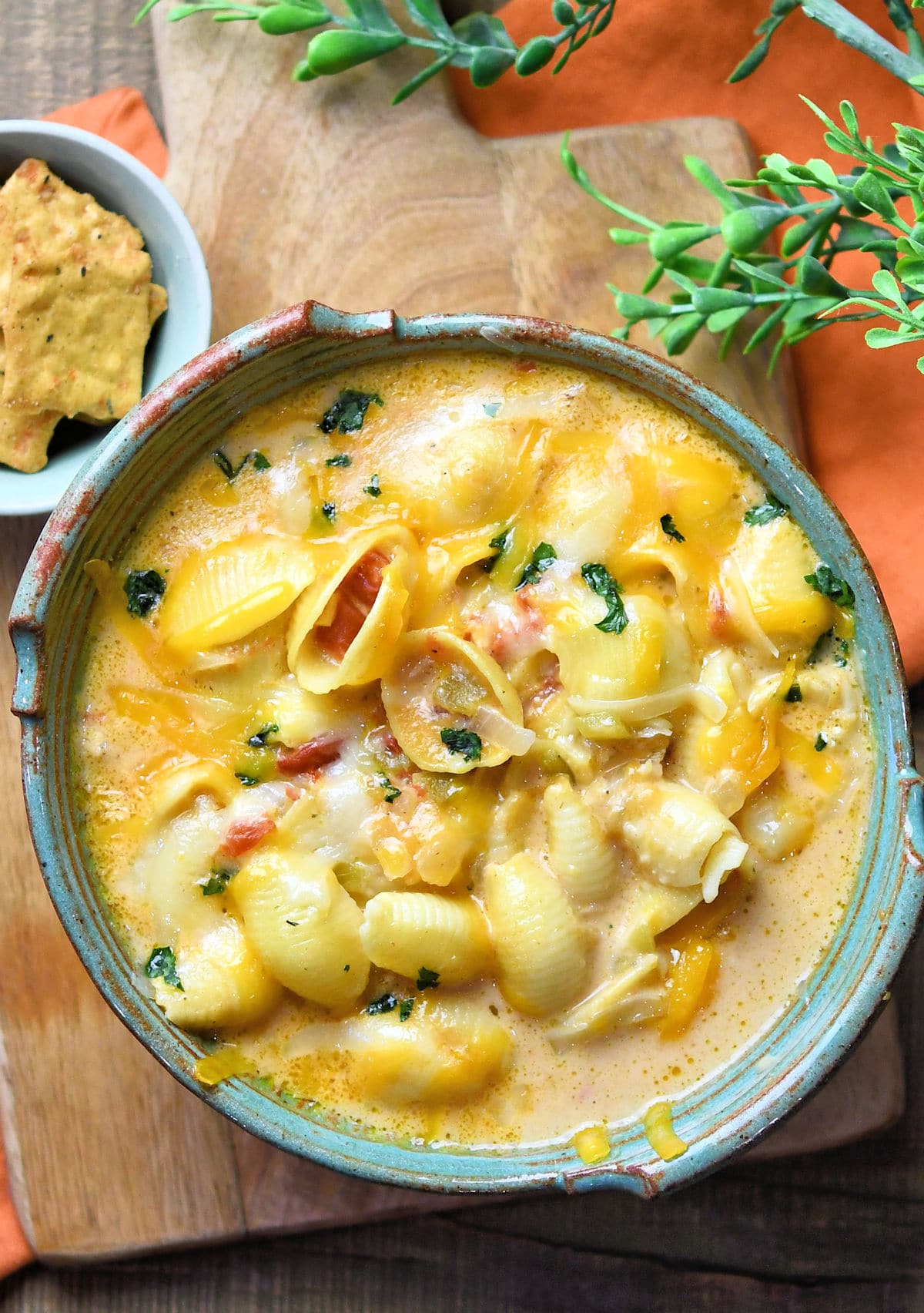 Cheesy Green Chiles and Shells Soup Recipe by Christian Guzman for 24Bite.com