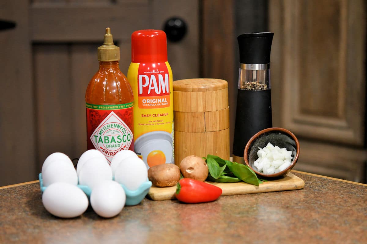 ingredients for Breakfast Egg Patties for sandwiches and Meal Prep