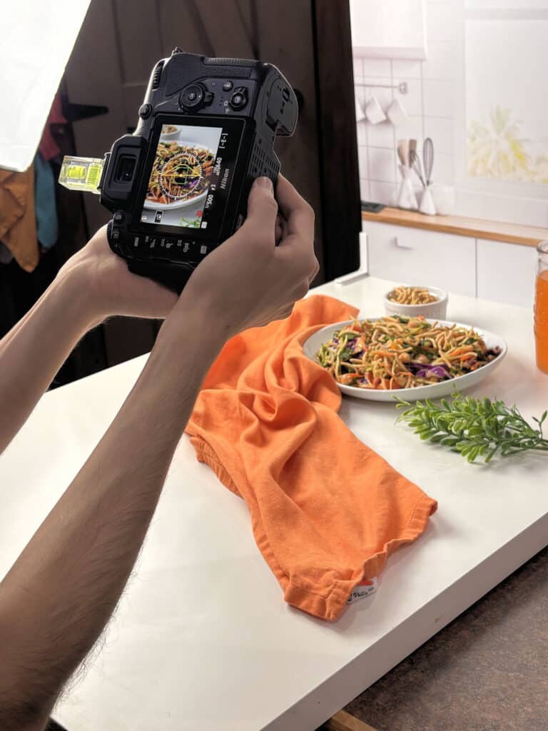 photo shoot for Broccoli Salad Asian Inspired